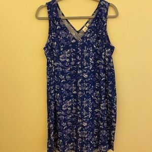 GAP Blue Floral V-neck Dress
